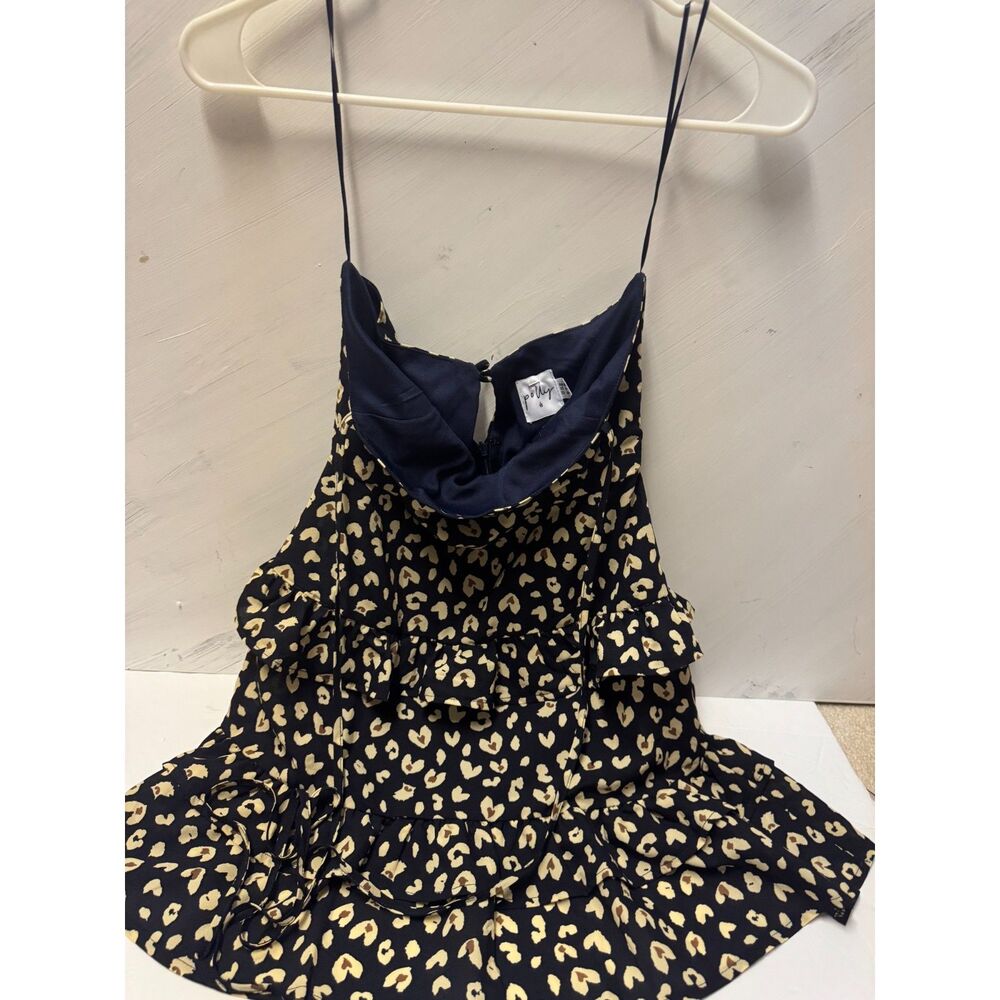 Princess Polly Leopard Ruffle Mini Spaghetti Strap Dress Size US 4 / AU 8